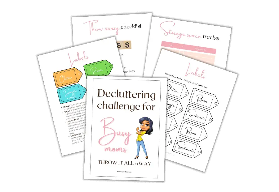 Decluttering challenge for busy moms workbook mockup