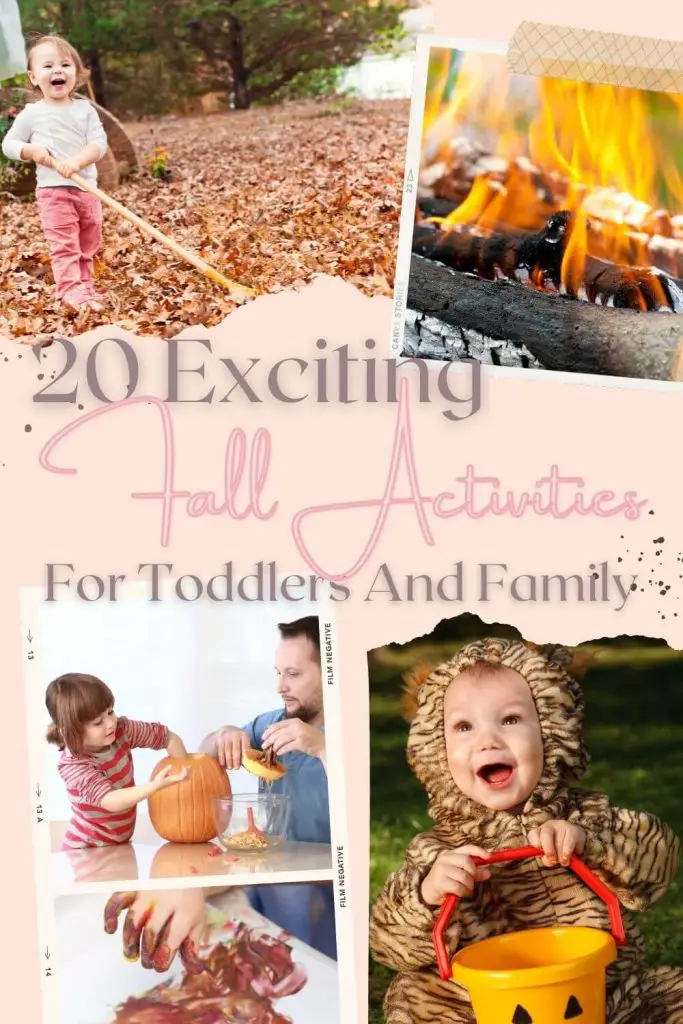 Pinterest pin with images of different toddler activities and text "20 Exciting toddler activities for toddlers and family".