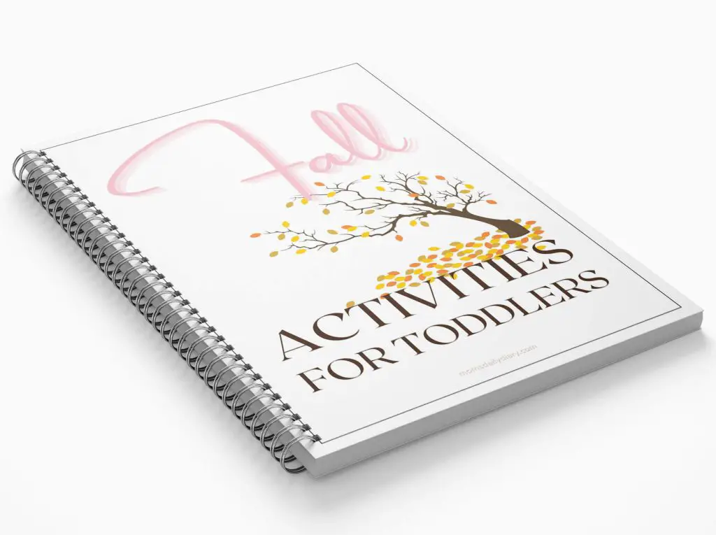 Promotional image of a spiral notepad with text Fall Activities for Toddlers