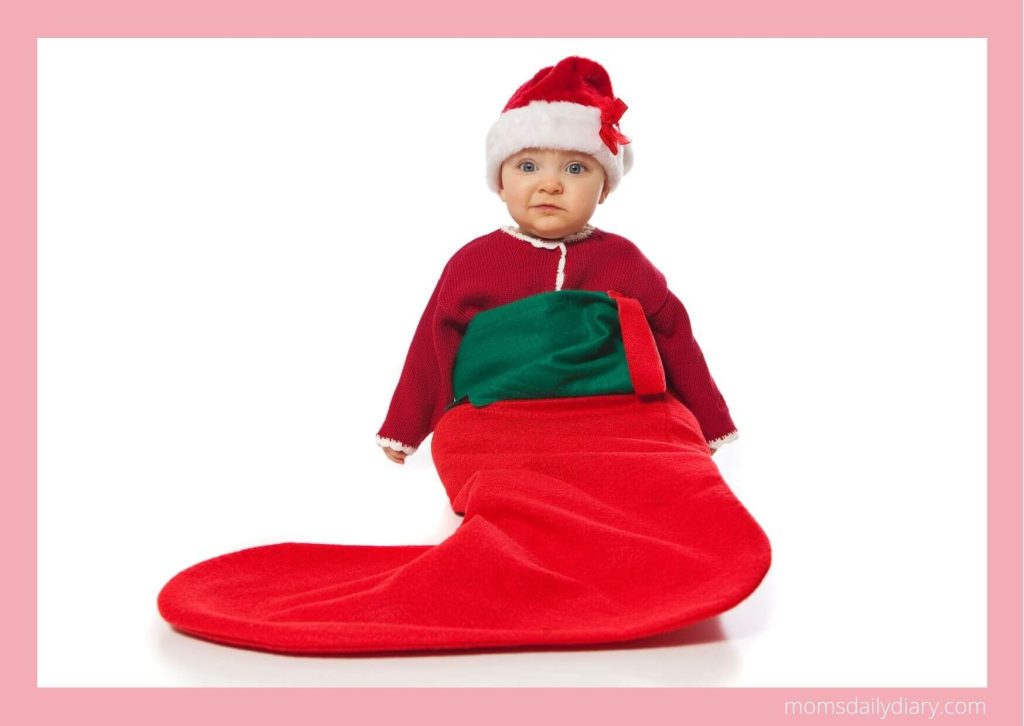 Holiday image of a baby as a stocking stuffer