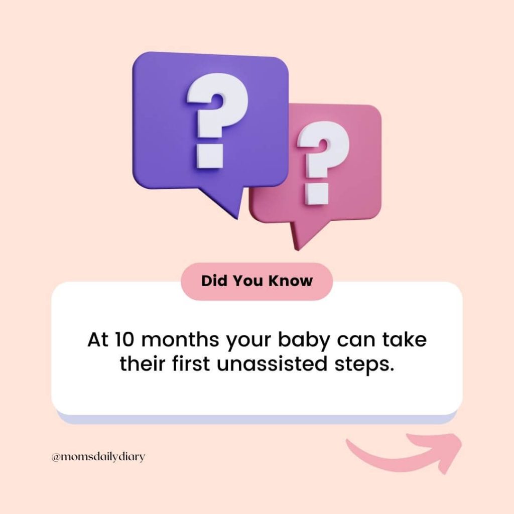 Instagram image: Did you know, at 10 months your baby can take their first unassisted steps